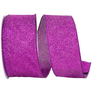 Imagem de Reliant Ribbon Glitter Lame Fita com borda com fio, 5,8 cm x 23,8 m, roxa