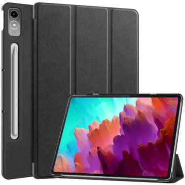 Imagem de Kepuch Custer Capas para Lenovo Tab P12 Pro 2nd 12.7 2024 / Tab P12 TB371FC TB-370FU 2023,Couro-PU Bolsas Estojos - Preto