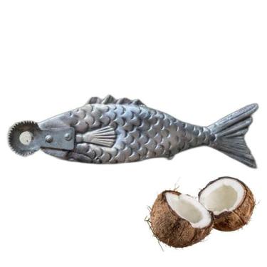 Imagem de Rapa Raspa Ralador De Coco Alumínio Manual De Perna Formato de Peixe R