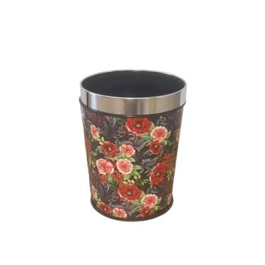 Imagem de Lixeira Lixeira Redonda Material Plástico Lixeira Adequada para Quarto, Sala, Cozinha e Escritório Lixeira Estampada com Anel de Pressão 6/13L Lixeira(Grande)