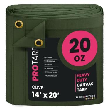 Imagem de PROTARP Lona de lona à prova d'água extremamente resistente, 590 ml, capa de lona resistente a UV com ilhós de latão à prova de ferrugem, multiuso para dossel, telhado, acampamento, pilha de madeira