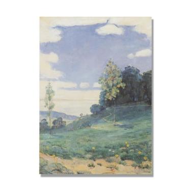 Imagem de NHLDZYH Famosas impressões em tela, reprodução em tela, imagem de arte de parede para decoração de casa. (duas pequenas árvores) por Ferdinand Hodler. 80 x 112 cm-31,4 x 44,1 pol sem moldura