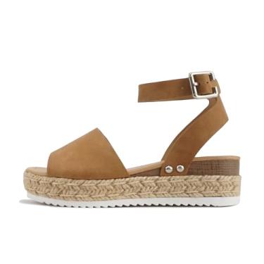 Imagem de SODA Sandálias Alpargata Rasteira Rasteira Plataforma Plataforma Aberta Topic-IIS, Nbpu marrom, 5 Big Kid