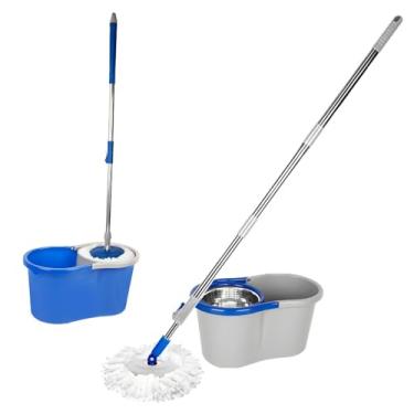 Imagem de Mop Giratório com Balde e Alça, Sistema de Limpeza para Casa, Esfregão com Cabo