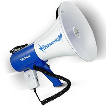 Imagem de ThunderPower Alto-falante megafone extralongo THUN450 – Amplificador de voz de 35 W para alcance de 1.400 jardas – Megafone Bullhorn com modo de voz, sirene e apito – Alto-falante Bull Horn com