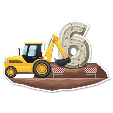 Imagem de Opomzk Convites de festa de aniversário de 6 anos de construção com envelopes, conjunto de 20 caminhões basculantes de construção Convites de festa de aniversário de 6 anos