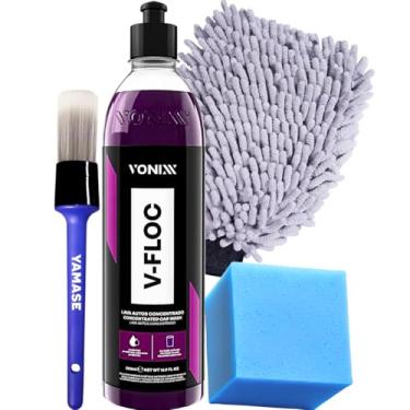 Imagem de V-floc 500ml Shampoo Neutro Para Lavar o Carro Moto Caminhão + Luva de Microfibra Tentaculos + Pincel