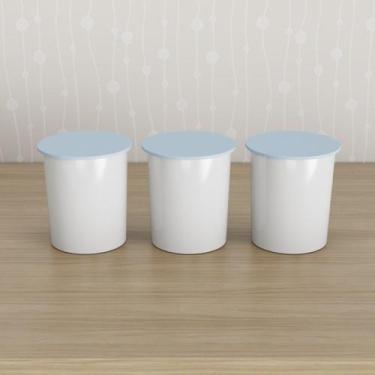 Imagem de Trio de Potes Kit Higiene Quarto Infantil Lavável Azul Bebê - Neném na