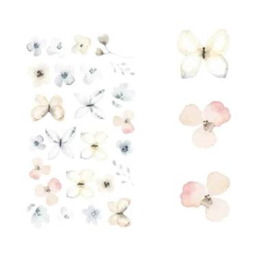 Imagem de Adesivos De Parede De Vinil Autoadesivos Com Borboletas Florais Para Q