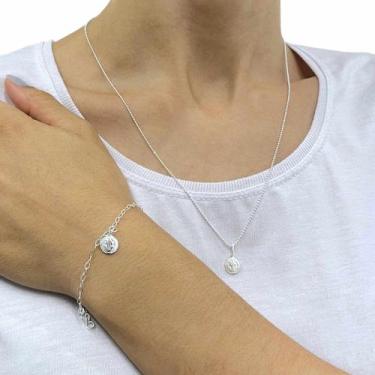 Imagem de Colar e Pulseira Medalha São Bento Prata 925 Legítima 50cm - Hakuna Jo