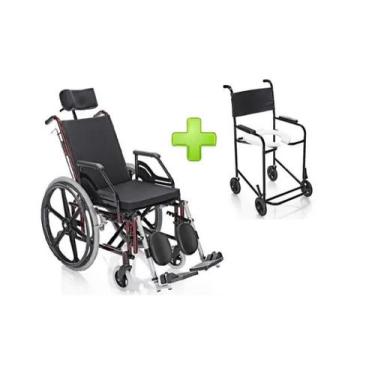 Imagem de Cadeira de Rodas Reclinável Com Cadeira de Banho Simples Kit Mobilidad