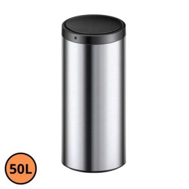 Imagem de Lixeira Automática Redonda Em Aço Inox 50 Litros Com Sensor - Globalmi