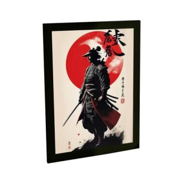 Imagem de Quadro Decorativo Japão Samurai Ilustração Sol Kanji Decoração Poster Quarto Sala