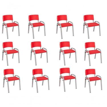 Imagem de Kit 12 Cadeiras Infantil Iso, , Base Cinza- Vermelho