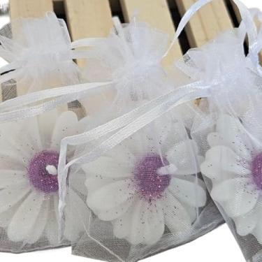 Imagem de Vela Perfumada,30/40 Uind Velas AromáTicas Lembrancinhas Margaridas(40Und c/Organza Branco/Lilas,Cafe)
