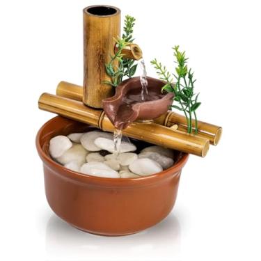 Imagem de Fonte Decorativa de Mesa 19cm – Cascata com Bambu e 2 Quedas d’Água Estilo Zen