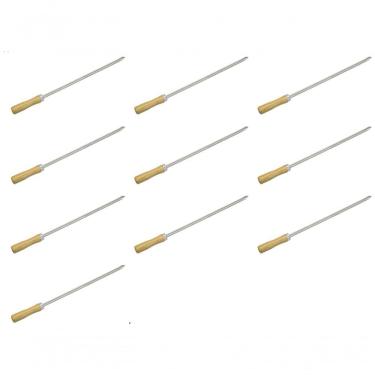 Imagem de 10 Mini Espeto Churrasco Coraçao Inox 39 Cm Churrasquinho