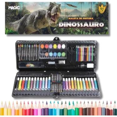 Imagem de Maleta Kit de Pintura Infantil Escolar com 92 Peças Dinossauros