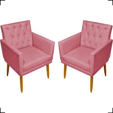 Imagem de Kit 2 Poltronas Decorativa Para Sala Recepção Nina Capitonê Suede Cores Pé Palito