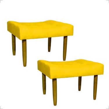Imagem de Kit 2 Puff Decorativo Confortável Retangular Para Sala Recepção Quarto Requinte Suede Cores Pé Palito