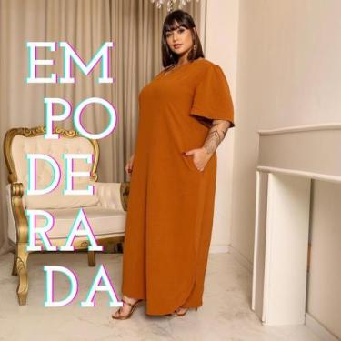 Imagem de Vestido Longo Plus Size Curvy Manga Curta Large Tendência - LIA ROSA, 