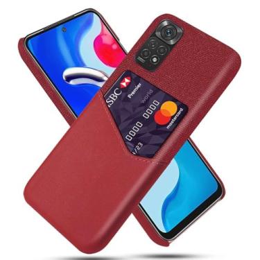 Imagem de Capa para Xiaomi Redmi Note 11,Tela e tampa de couro PU,Antideslizante,360°cobertura completa à prova de choque com 1 slot de cartão atrás,Prevenção de queda-Red