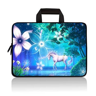 Imagem de RUYIDAY Bolsa para laptop 14 15 15,4 15,4 15,6 polegadas, capa protetora para computador, capa de neoprene macia para transporte para Dell, Lenovo, Toshiba, HP, Chromebook, ASUS, Acer (unicórnio e