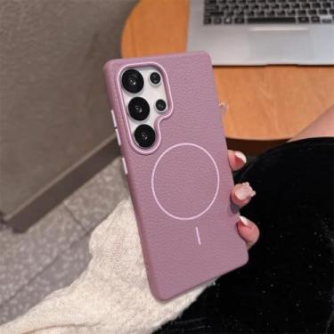 Imagem de YOGISU Capa magnética de couro TPU com textura fosca para Samsung Galaxy S24 Ultra, à prova de choque (para Samsung Galaxy S24 Ultra/roxo)