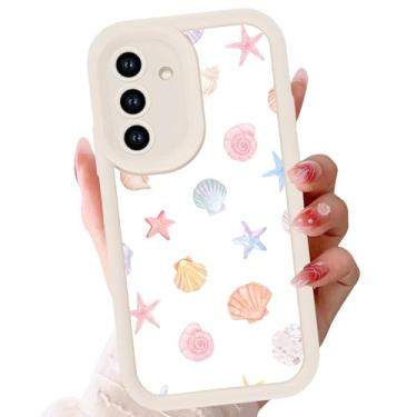 Imagem de Zrutru Capa de telefone bonita concha para Samsung Galaxy A14 5G capa feminina verão praia estrela do mar padrão Funda para mulheres meninas, capa protetora de silicone TPU para Samsung A14 6,6