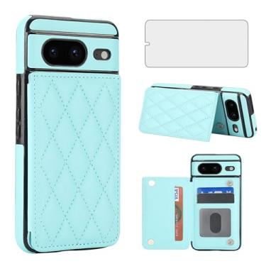 Imagem de Asuwish Capa de celular para Google Pixel 8 5G com protetor de tela de vidro temperado e suporte de cartão de crédito RFID de couro com compartimento para suporte, acessórios robustos para celular