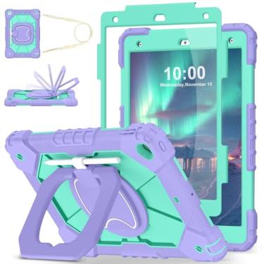 Imagem de WESOROL Capa para iPad 9ª/8ª/7ª geração 10,2 polegadas iPad 9ª geração com protetor de tela, suporte giratório para lápis, capa resistente à prova de choque para iPad de 9ª geração infantil, roxo e