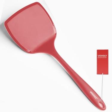 Imagem de Espátula de panqueca de silicone com alça alongada e design sem costura, espátulas de cozinha resistentes ao calor para panelas antiaderentes, utensílios de cozinha grandes e flexíveis, flipper para