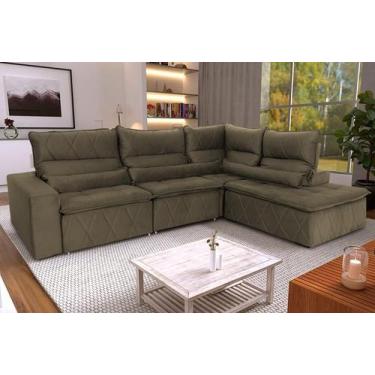 Imagem de Sofá De Canto Amsterdam Tabaco Molas Retrátil Reclinável - King House