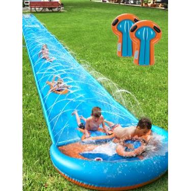 Imagem de 31.5FT Slip Water Slide, Extra Long Slip Lawn Water Slides for Kids Adults Backyard with 2 Inflatable Bodyboards and Sprinkler, Summer Outdoor Water Toys