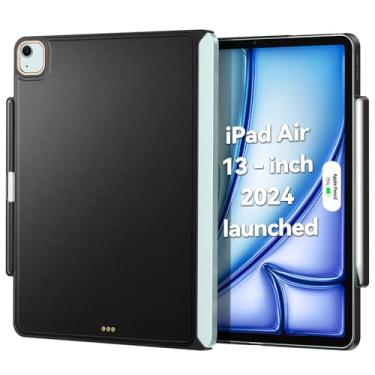 Imagem de Capa compatível com teclado mágico para iPad Air de 13 polegadas - Capas com suporte para lápis para SmartKeyboard Folio 2024 M2 Air 13, ultrafina e fina (teclado não incluído), preta