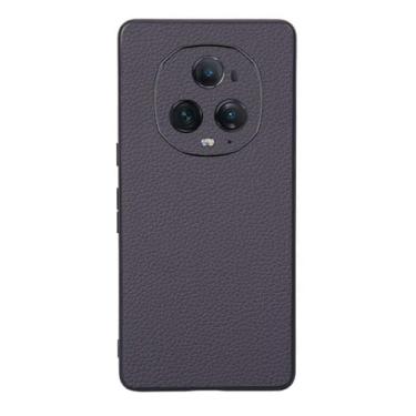 Imagem de Capas Compatível com Honor Magic 5 Ultimate,Design de grão levantado de superfície,Proteção contra queda,Anti impressão digital,Anti arranhões,Aparência de couro de imitação de plástico macio-Grey