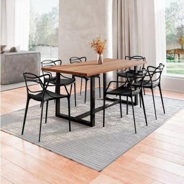 Imagem de Conjunto Mesa de Jantar Rústica de Madeira Maciça com Cadeiras Allegra