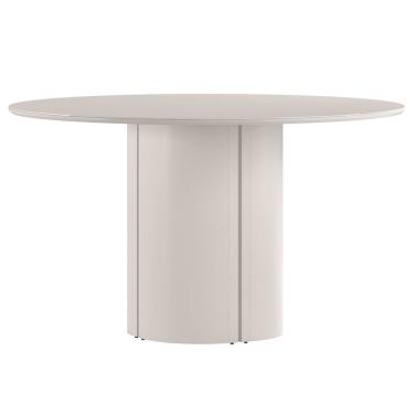 Imagem de Mesa de Jantar Redonda para 6 Lugares 135cm Tampo Mdf com Vidro Serena Off White - New Ceval