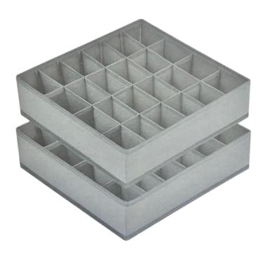Imagem de Kit com 2 Colmeias Organizadoras de Gaveta com 24 Divisórias – Organizador de Gaveta em Oxford 420D – Ideal para Calcinhas, Cuecas, Meias e Biquínis – Cinza