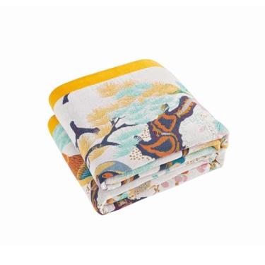 Imagem de XIBLC Cobertor de outono para sofá, cobertor decorativo boho amarelo, 100% algodão, musselina, tecido respirável, colcha de fazenda, 127 x 152 cm, cobertores leves reversíveis, colcha boêmia