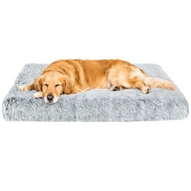 Imagem de Camas ortopédicas fofas para cães grandes com capa removível lavável para cães com suporte de espuma para ovos com fundo antiderrapante (cinza, 42 x 28)