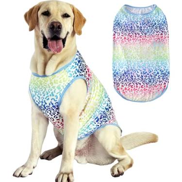 Imagem de Camiseta de cachorro sem mangas, estampa de leopardo, colete para cães, pijama, respirável, elástico, roupas de verão para animais de estimação grandes, meninos e meninas (3GG, cor)