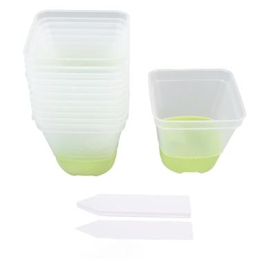 Imagem de HEEPDD Kit de Etiquetas de Vaso de Berçário, 12pcs Práticos Mole de Silicone de Silicone Com Panela de Berçário Com Orifícios de Drenagem Vaso de Planta Plástica Reutilizável Com 12 (Verde