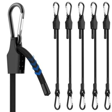 Imagem de MILYARD 6 cabos elásticos ajustáveis de 30,5 cm com ganchos, fácil de ajustar de 17,78 cm a 30,5 cm, cordão elástico de mosquetão resistente ao ar livre para caminhões de bagagem de bicicleta de carga