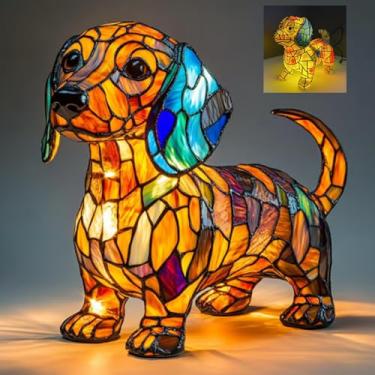 Imagem de Lâmpada para cães, série de cães, luz noturna artística, luminária de mesa 3D para cães de estimação, luminária noturna de LED de resina manchada retrô, presente divertido para amantes de cães