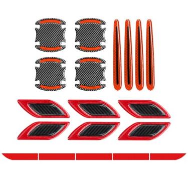 Imagem de LANZMYAN Conjunto de 19 peças de adesivos refletivos fortes para carro - 8 peças de protetor de maçaneta de porta, 6 peças de decalque de para-choque, 5 peças de adesivos de proteção de para-choque