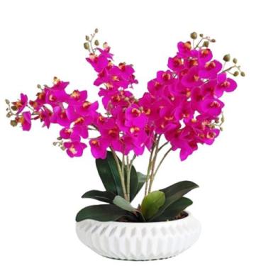 Imagem de Arranjo de Mesa Com 4 Flores Orquídeas Lilás Vaso Branco - La Caza Sto