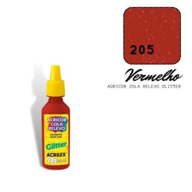Imagem de Acricor Cola Relevo Vermelho (Glitter)20g - ACRILEX