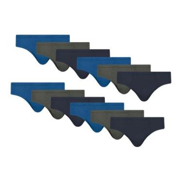 Imagem de Kit 12 Cuecas Lisa Adulto Selene Em Algodão Modelo Tradicional Normal,