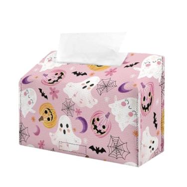 Imagem de Doojoayie Capa de caixa de lenços com tema de Halloween com tema de Halloween, suporte de papel facial para escritório, quarto, carro, banheiro, organizador de papel toalha descartável